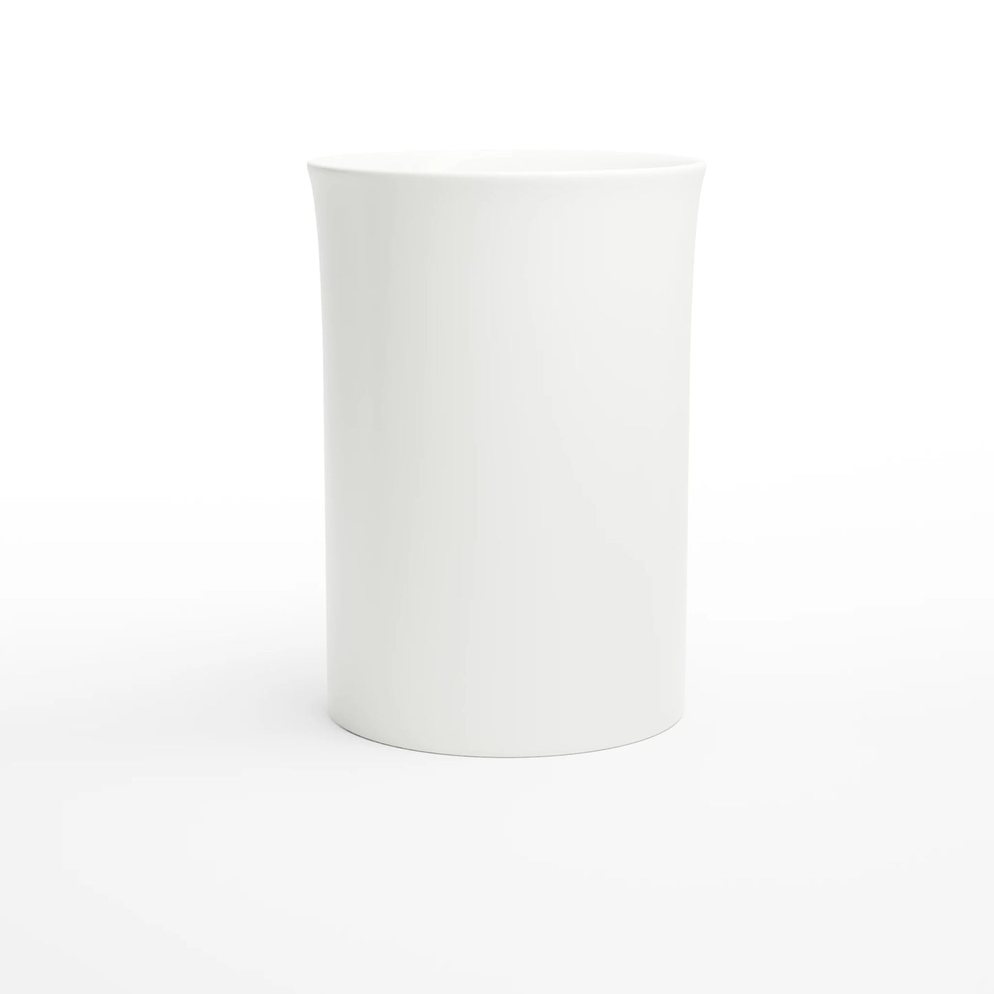 Weiße Slim-Porzellantasse zum Personalisieren mit Foto und Text, ideal für Kaffeegenießer.