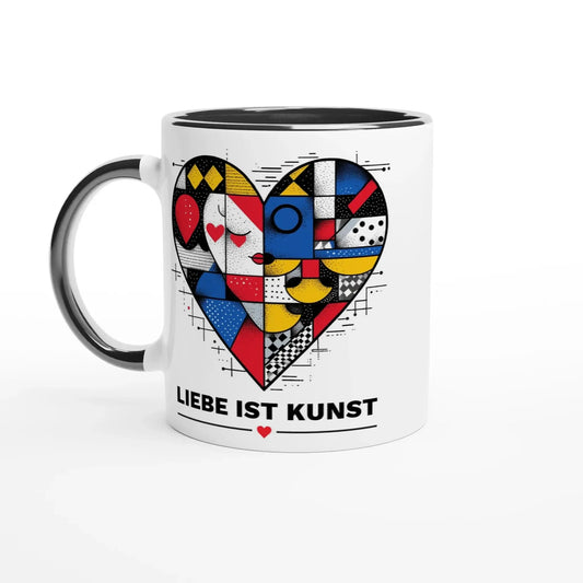 Die Tasse „Liebe ist Kunst“ von Tasse mit Herz zeigt ein kunstvolles Herzmotiv und die Worte LIEBE IST KUNST – ein stilvolles Design-Geschenk für besondere Anlässe.