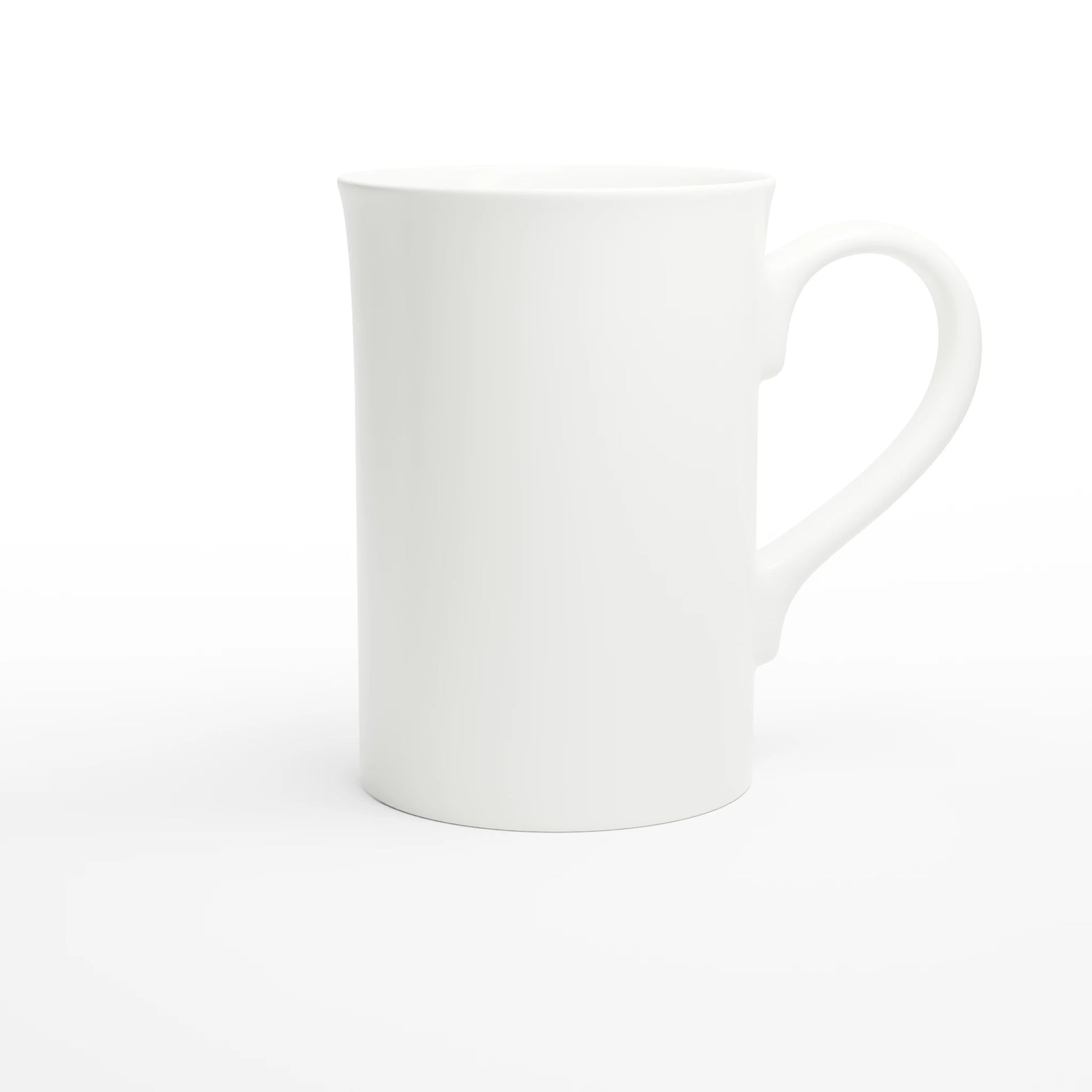 Minimalistische white Porzellantasse für individuelles Design und persönliche Botschaften.