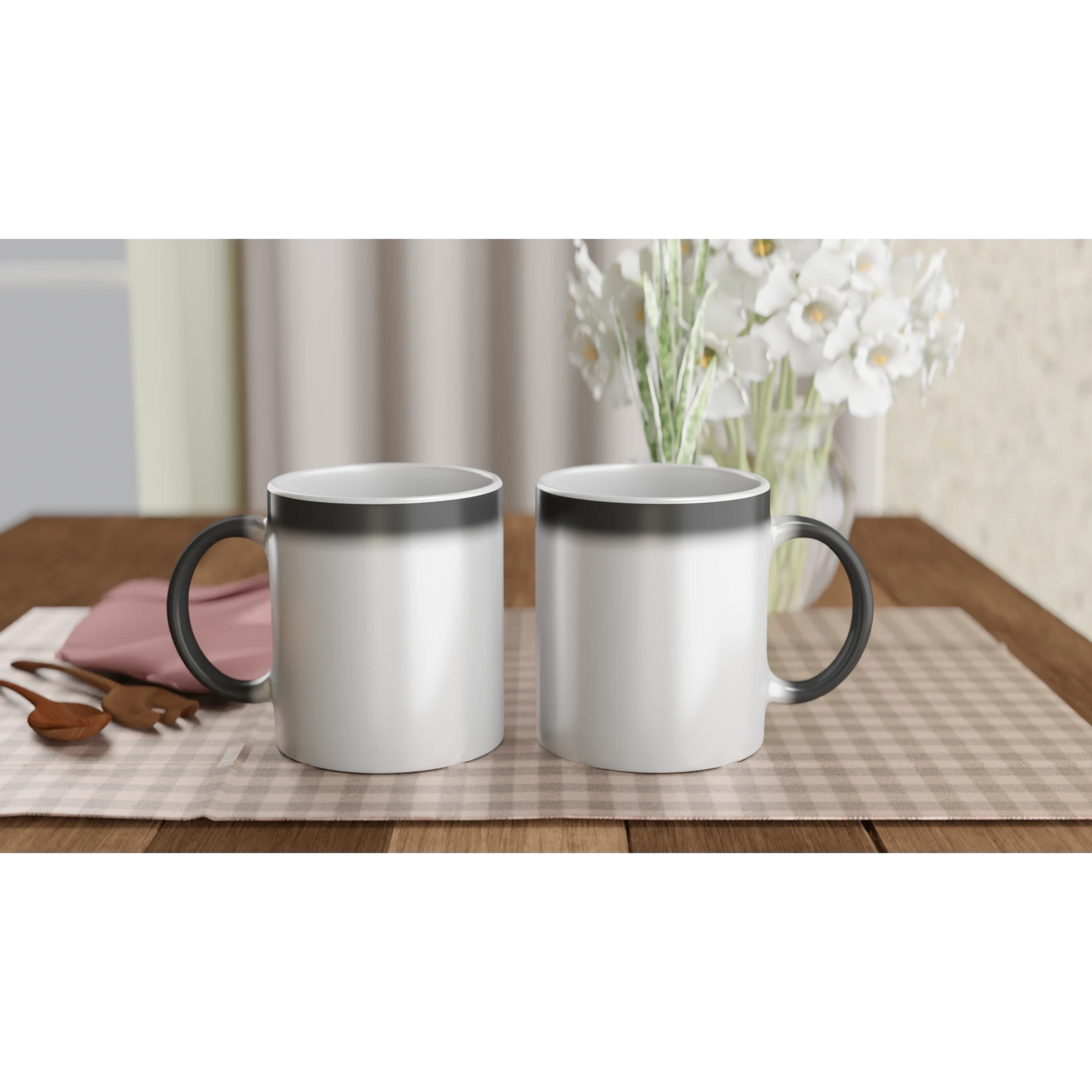 Personalisierte Zaubertasse mit Thermoeffekt, ideal für kreative Köpfe und Geschenkliebhaber.